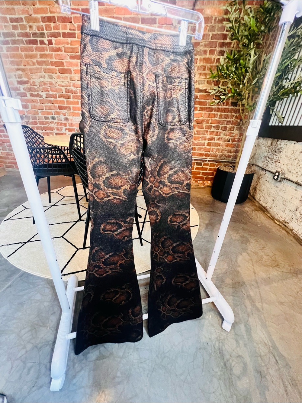 Snake Print Flare Pants | High Rise Stretch Bootcut | NWT - Picture 2 of 3